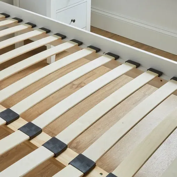 Bed Frame with Sprung Slats - White, Pine