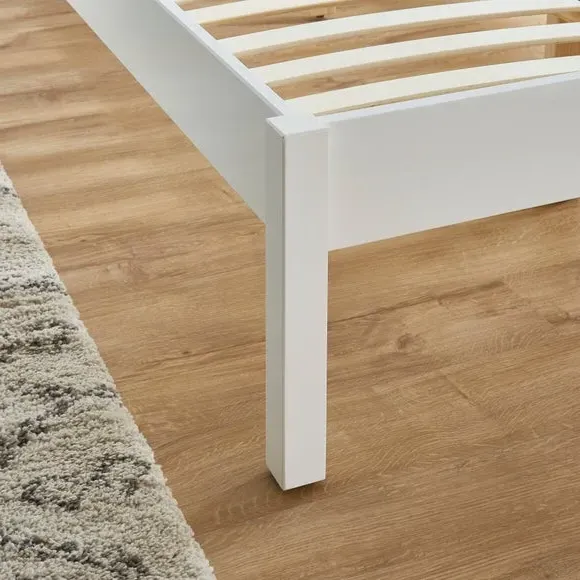 Bed Frame with Sprung Slats - White, Pine