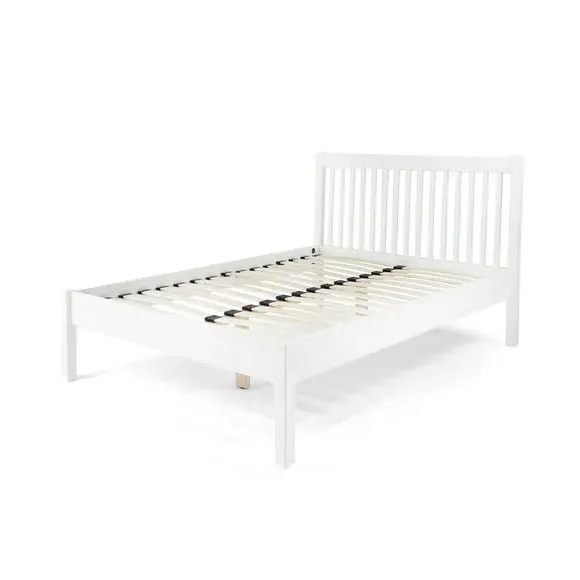 Bed Frame with Sprung Slats - White, Pine