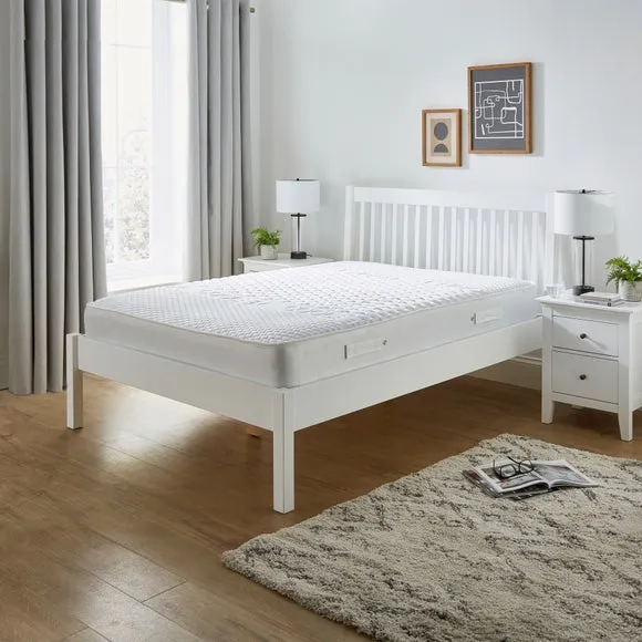 Bed Frame with Sprung Slats - White, Pine