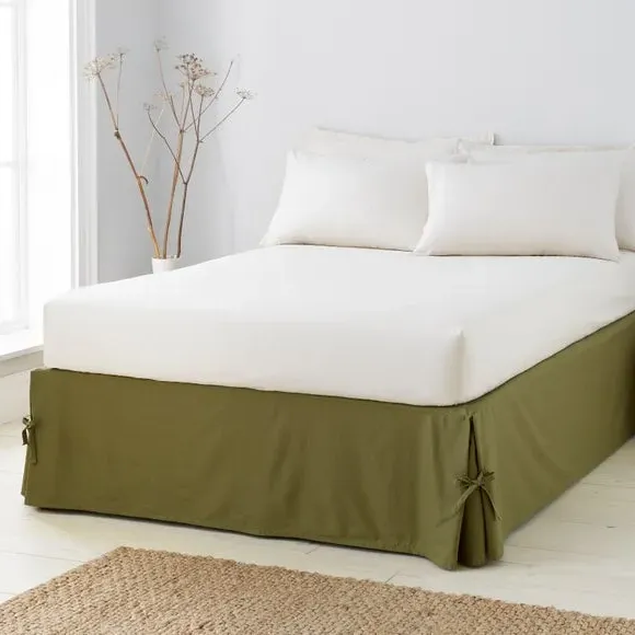 Bed Valance Soft Washed - Olive, Cotton