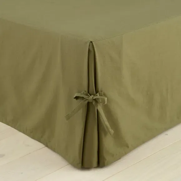 Bed Valance Soft Washed - Olive, Cotton