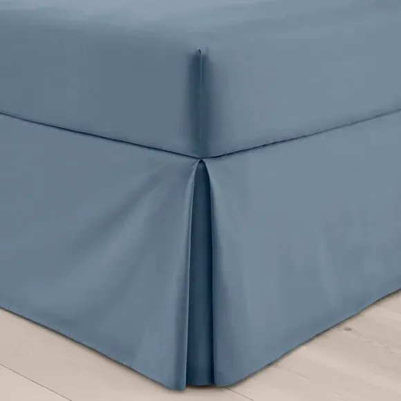 Bed Valance with 38cm Skirt - Blue, Cotton
