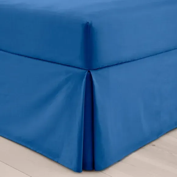 Bed Valance with 38cm Skirt - Blue, Cotton