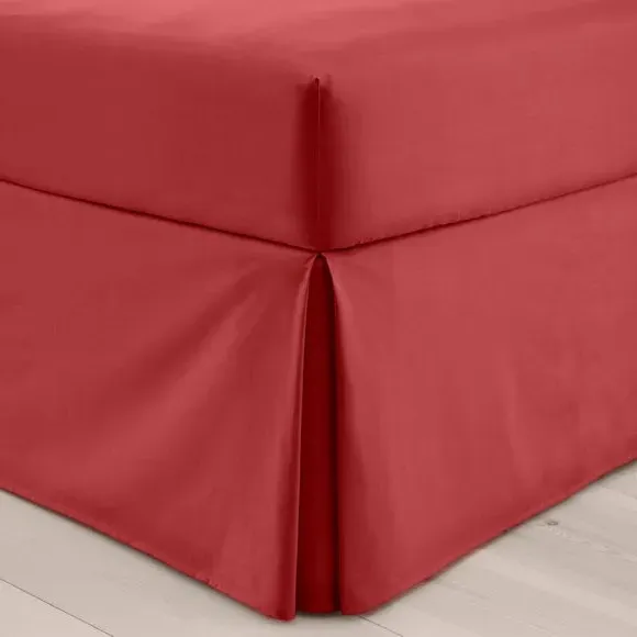 Bed Valance with 38cm Skirt - Red, Cotton