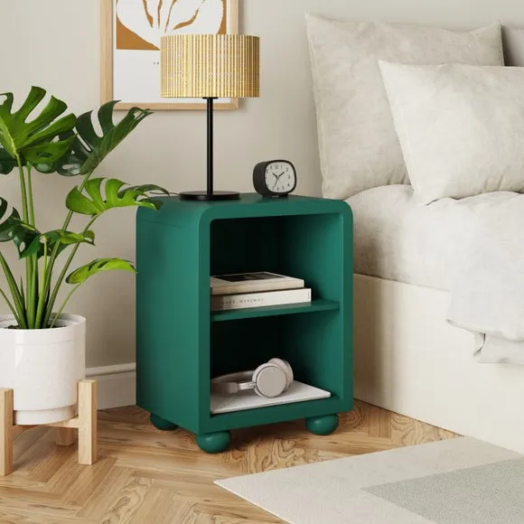 Bedside Table with Open Shelf - Emerald