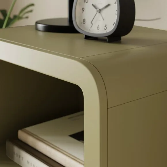Bedside Table with Open Shelf - Soft Olive