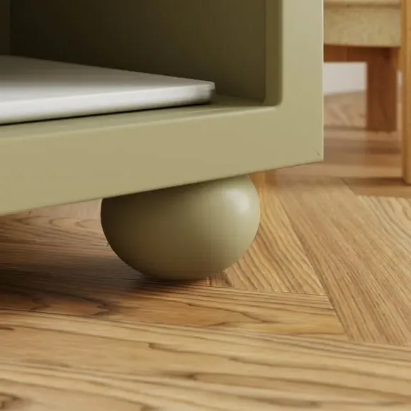 Bedside Table with Open Shelf - Soft Olive
