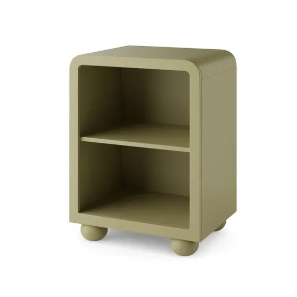 Bedside Table with Open Shelf - Soft Olive