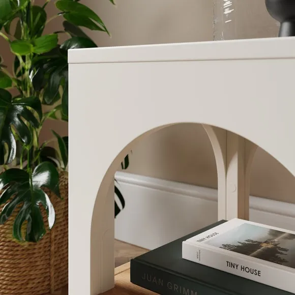Bedside Table with Shelf - Stone, Oak Effect