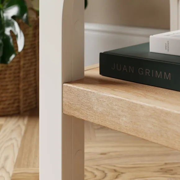 Bedside Table with Shelf - Stone, Oak Effect