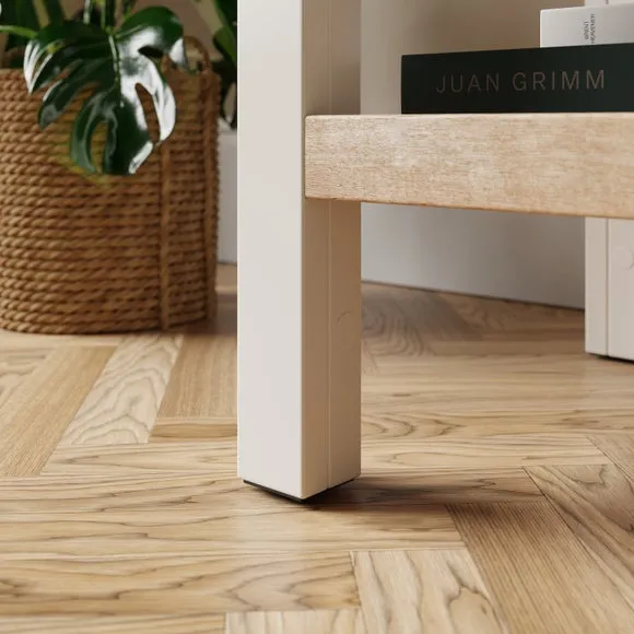 Bedside Table with Shelf - Stone, Oak Effect