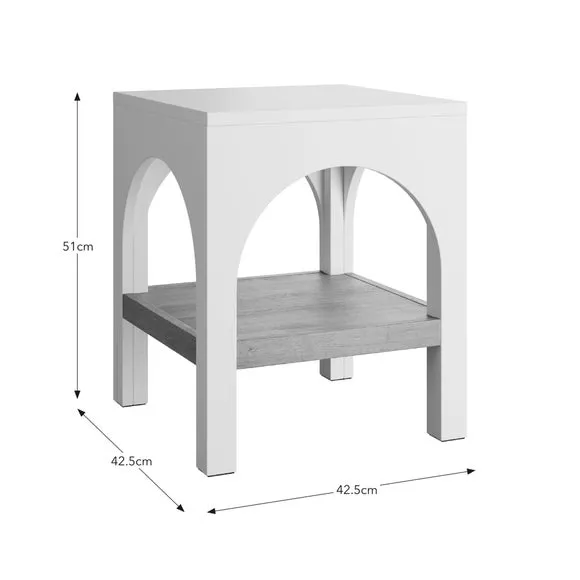 Bedside Table with Shelf - Stone, Oak Effect