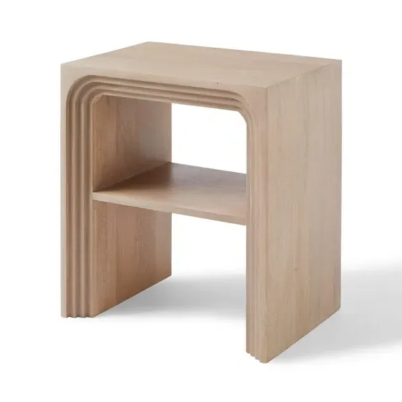 Bedside Table with Shelf - White, Mango Wood