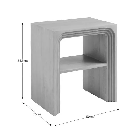 Bedside Table with Shelf - White, Mango Wood