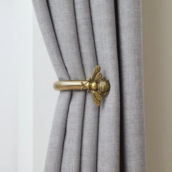 Bee Curtain Holdbacks - Antique Brass, Metal image