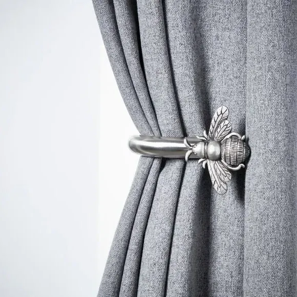 Bee Curtain Holdbacks Pair - Satin Steel image