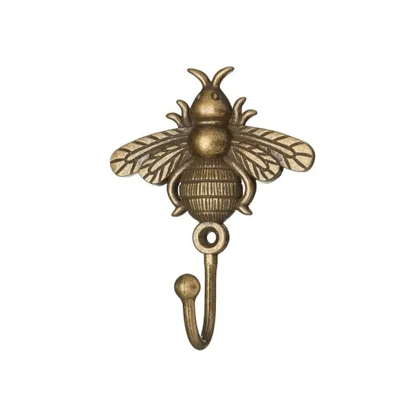 Bee Curtain Tieback Hooks - Antique Brass, Metal image