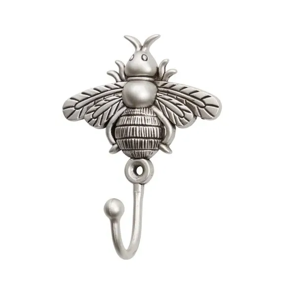 Bee Curtain Tieback Hooks - Satin Steel, Metal