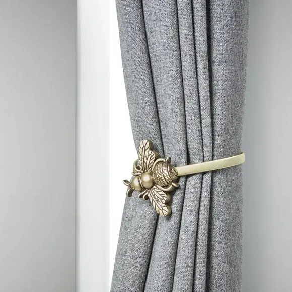 Bee Magnetic Curtain Tieback - Antique Brass, Metal