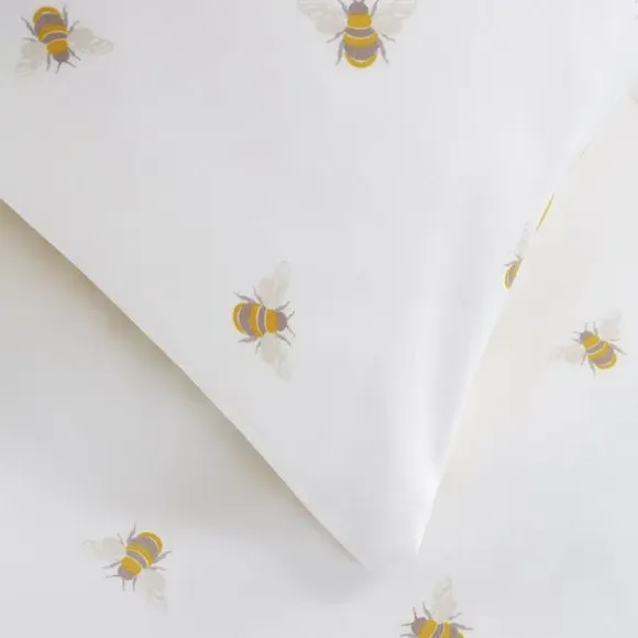 Bee Print Duvet Cover Set - Yellow, Microfibre