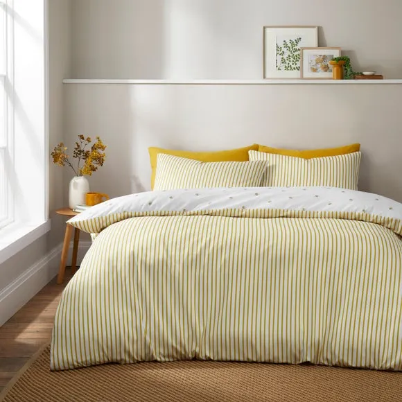 Bee Print Duvet Cover Set - Yellow, Microfibre