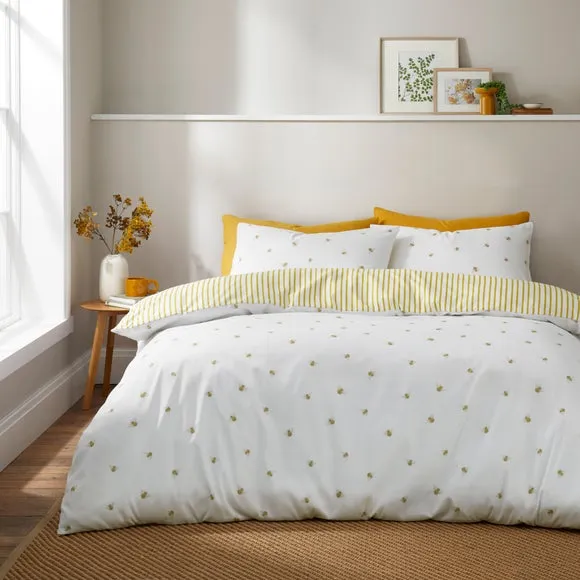 Bee Print Duvet Cover Set - Yellow, Microfibre image