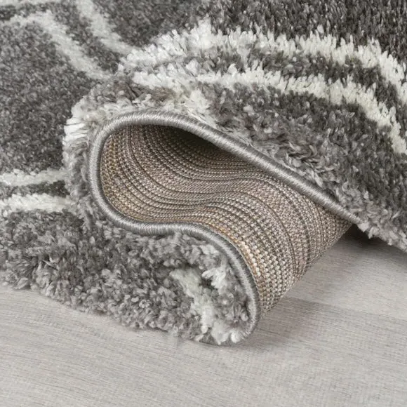 Berber Rug with Shaggy Pile - Grey, Polypropylene