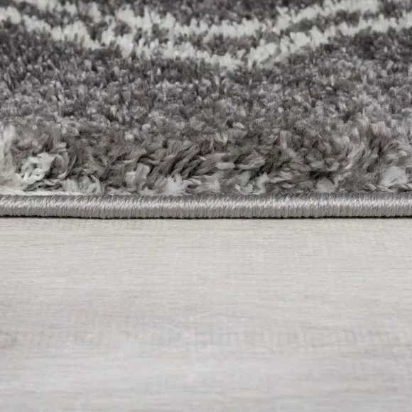 Berber Rug with Shaggy Pile - Grey, Polypropylene