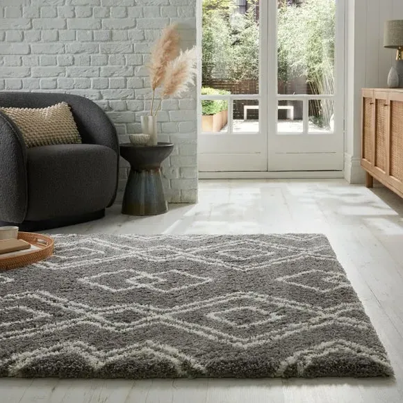 Berber Rug with Shaggy Pile - Grey, Polypropylene image