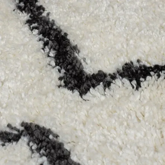 Berber Rug with Shaggy Pile - White, Polypropylene