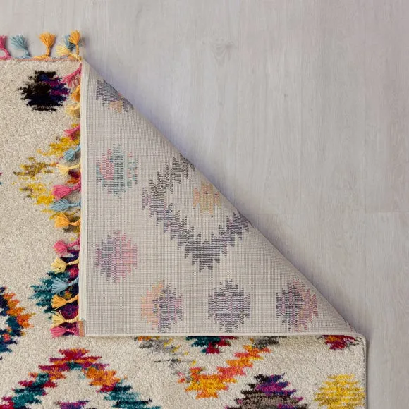 Berber Rug with Tassels - Multicoloured, Polypropylene