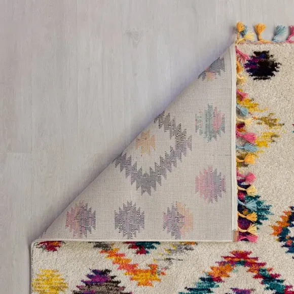 Berber Rug with Tassels - Multicoloured, Polypropylene