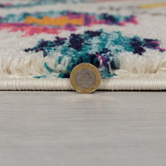 Berber Rug with Tassels - Multicoloured, Polypropylene