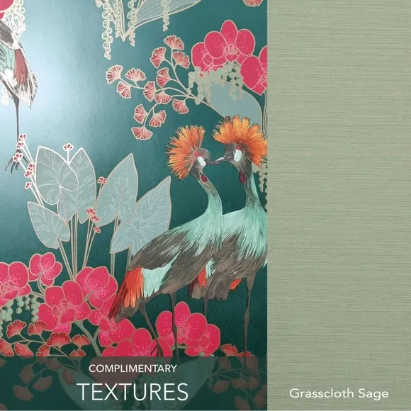Bird & Floral Wallpaper - Green, Paper