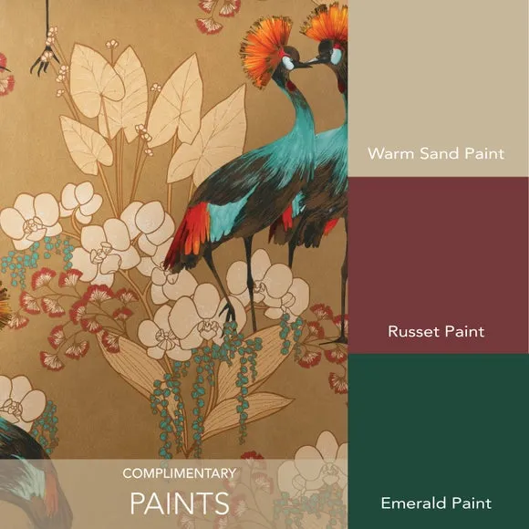 Bird & Floral Wallpaper - Ochre, Paper