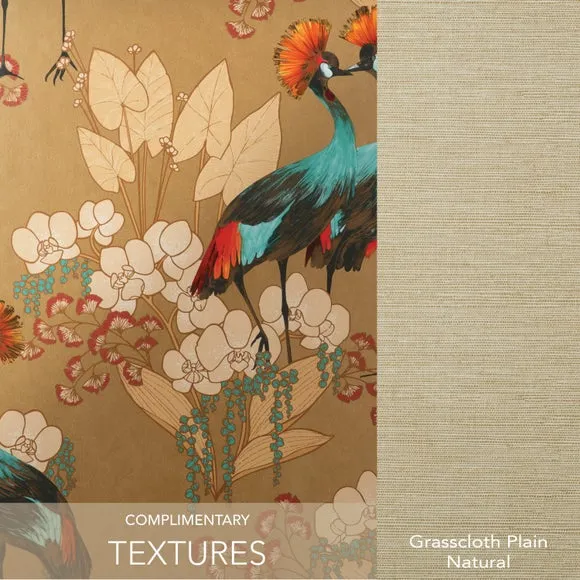 Bird & Floral Wallpaper - Ochre, Paper