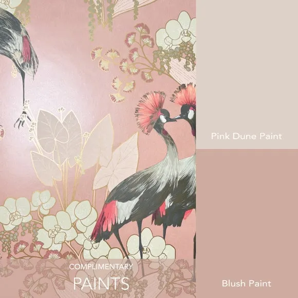 Bird & Floral Wallpaper - Pink, Paper