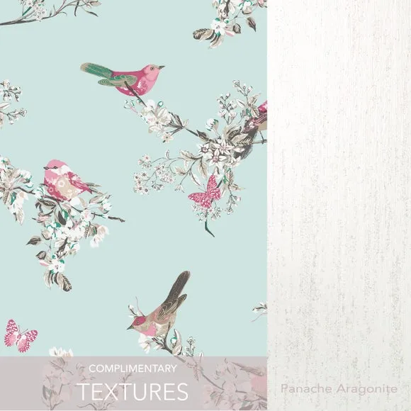 Bird Pattern Wallpaper - Blue, Matt Finish