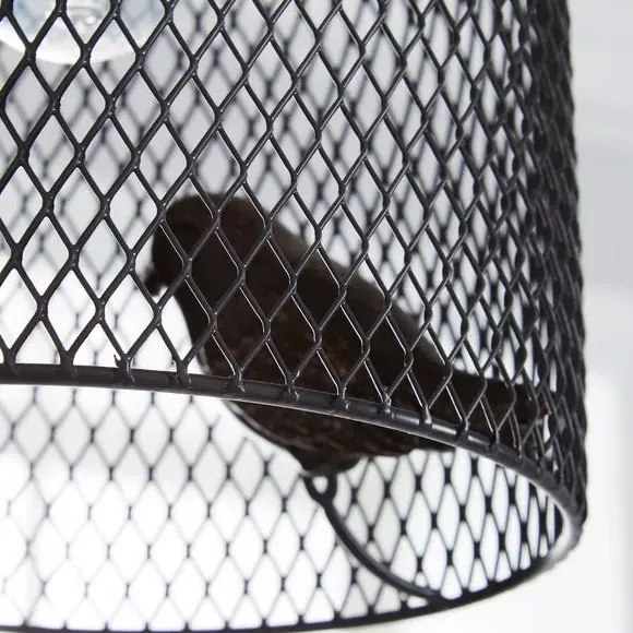 Bird Pendant Shade Easy Fit - Grey, Metal Mesh