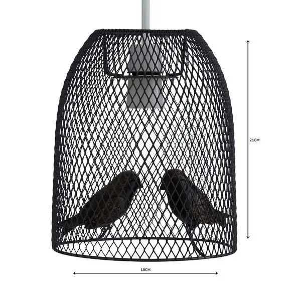Bird Pendant Shade Easy Fit - Grey, Metal Mesh