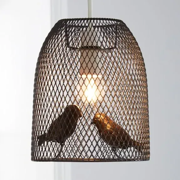 Bird Pendant Shade Easy Fit - Grey, Metal Mesh image