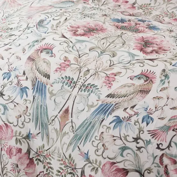 Bird Print Duvet Cover Set - Cream, Velour