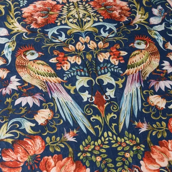 Bird Print Duvet Cover Set - Navy, Velour