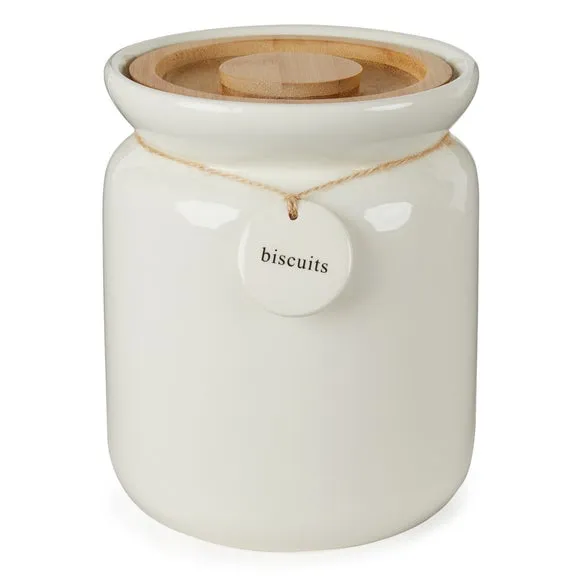 Biscuit Canister with Hang Tag - Cream image