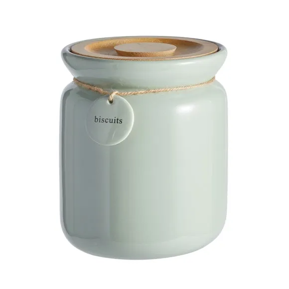 Biscuit Canister with Hang Tag - Sage