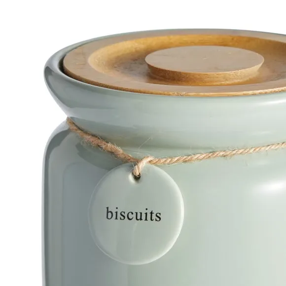 Biscuit Canister with Hang Tag - Sage