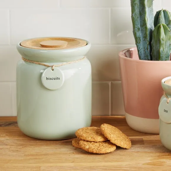Biscuit Canister with Hang Tag - Sage