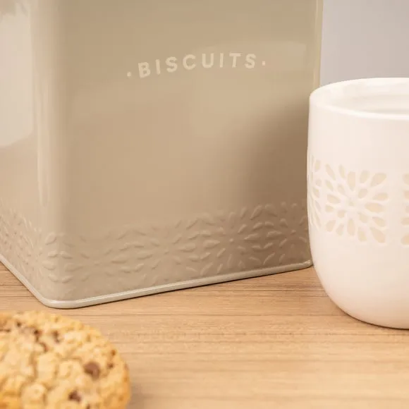 Biscuit Storage Tin with Lid - Cream