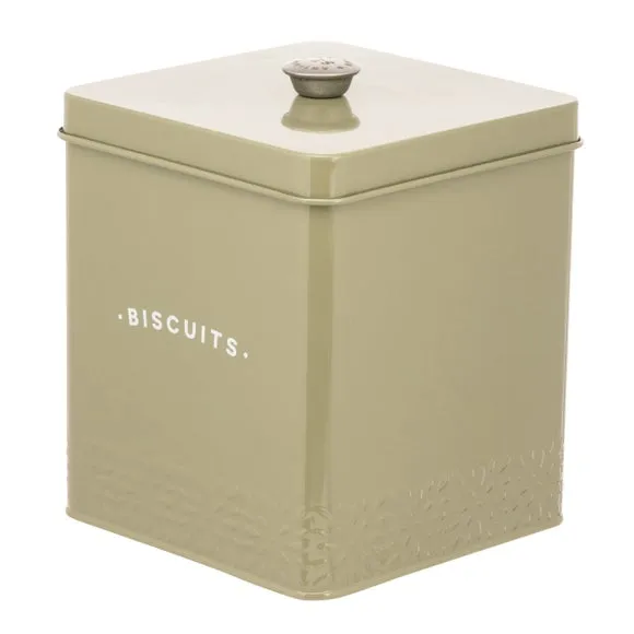 Biscuit Storage Tin with Lid - Light Moss